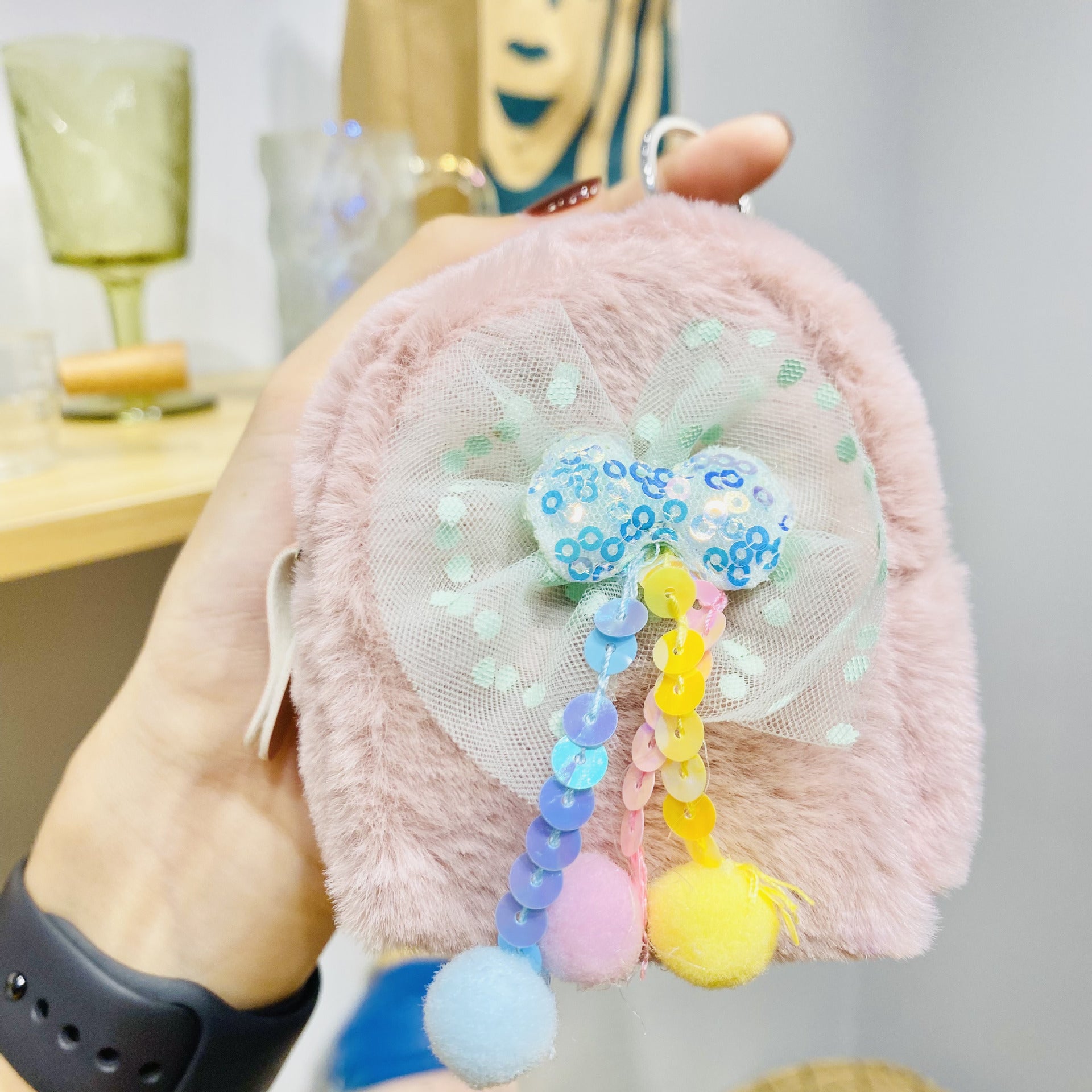Wholesale Plush Bow Coin Purse Keychain